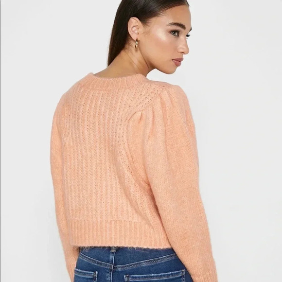 NWT Top Shop Pink Pleated Sleeve Sweater 4 6 Petite P - Picture 2 of 6